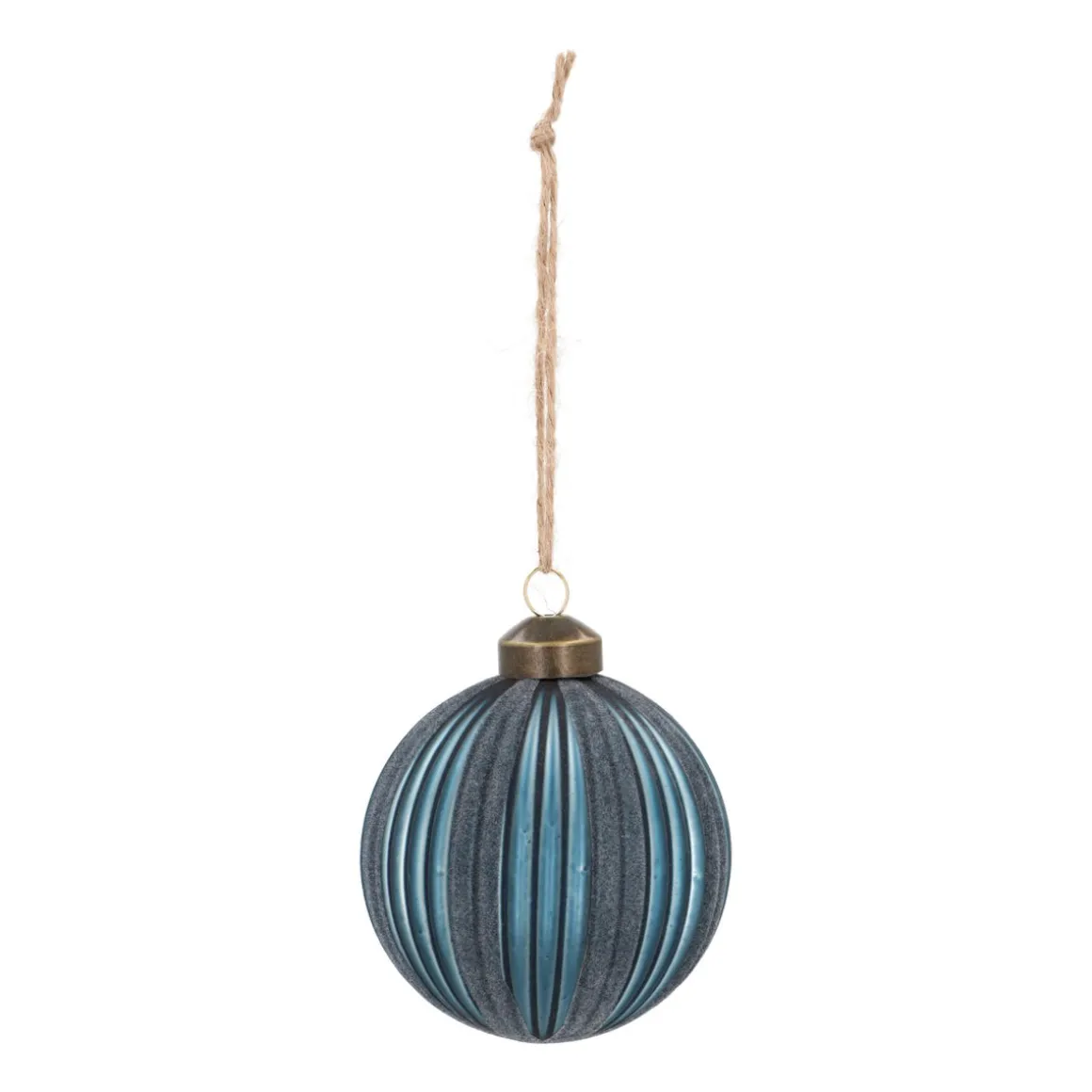 Stijlvolle Blauwe Kerstbal Met Vilten Strepen