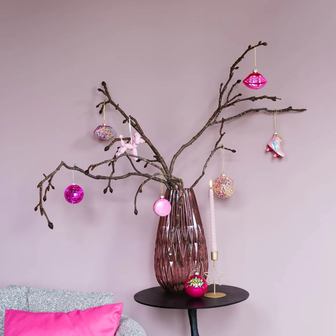 Stijlvolle Glazen Vaas | Roze | 36x20 Cm