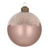 Taupe Kerstbal Met Matte Afwerking En Glitters
