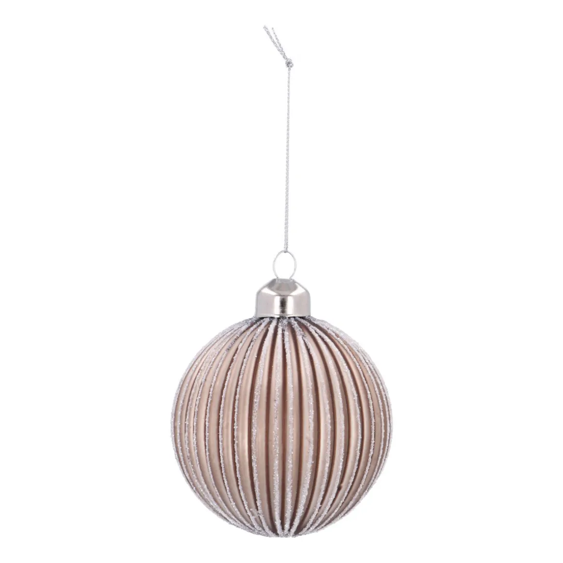 Taupekleurige Kerstbal Met Speels Lampionreliëf