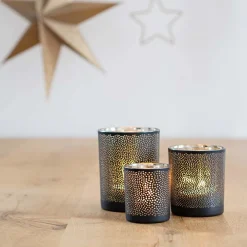 Theelichthouder Met Stippen 10 Cm Zwart