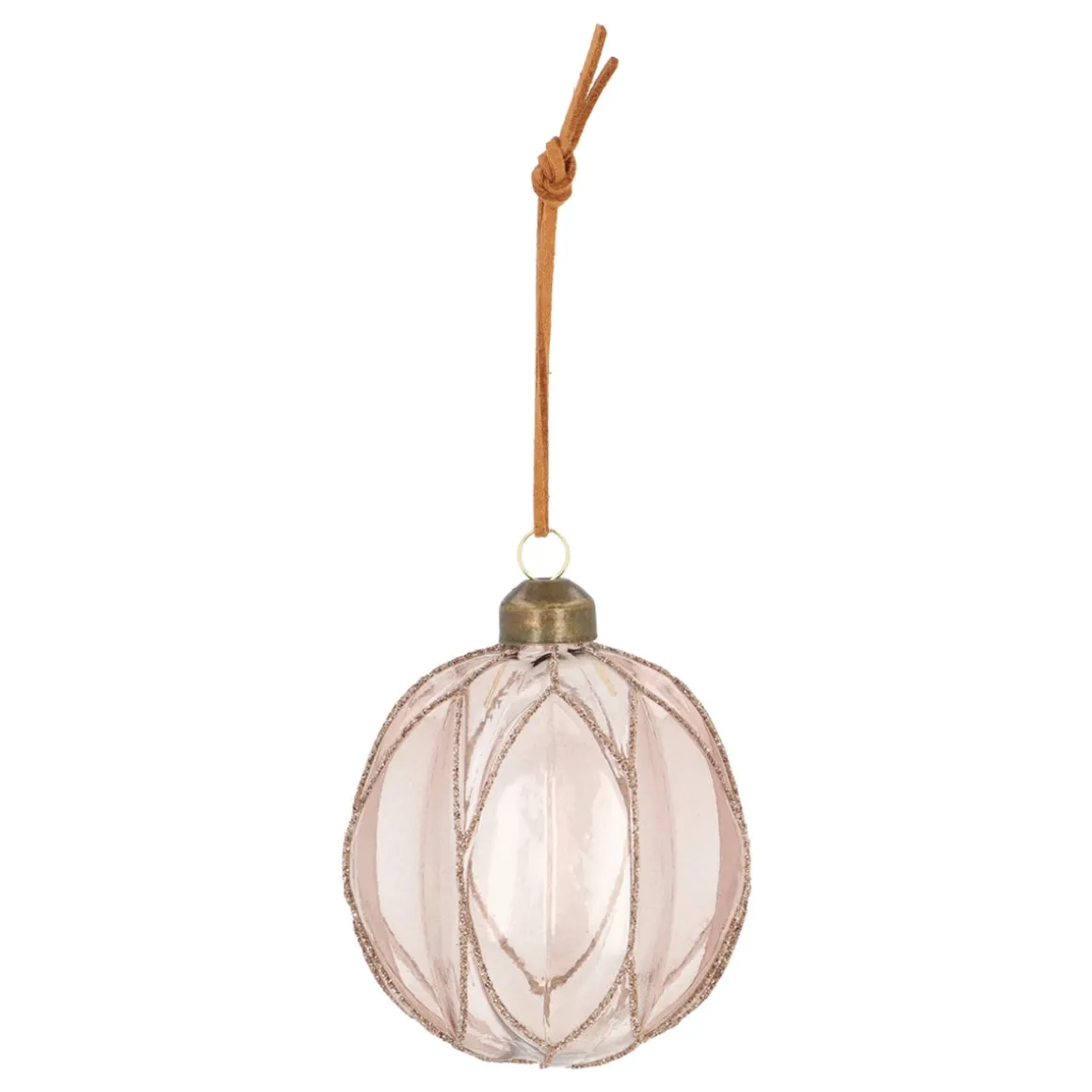 Transparante Taupe Kerstbal Met Glitters