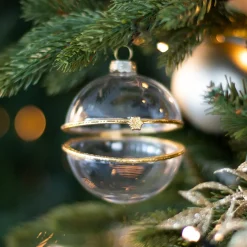 Transparante Vulbare Kerstbal Van Glas 8 Cm Goud