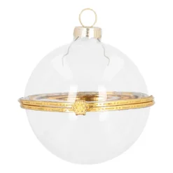 Transparante Vulbare Kerstbal Van Glas 8 Cm Goud