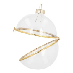 Transparante Vulbare Kerstbal Van Glas 8 Cm Goud