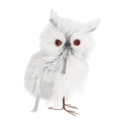 Uiltje Met Veren 15cm Grijs Wit Rechts