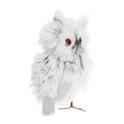 Uiltje Met Veren 15cm Grijs Wit Rechts