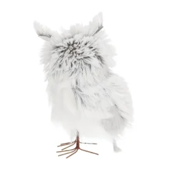 Uiltje Met Veren 15cm Grijs Wit Rechts