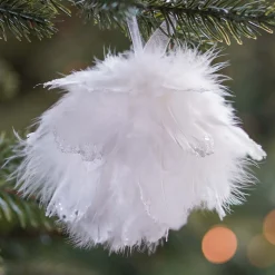 Veren Kerstbal Wit 9cm