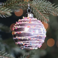 Vrolijke Roze Metallic Kerstbal
