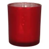 Waxinelichthouder Met Kerstbomen | Glas | 10cm | Rood