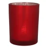 Waxinelichthouder Met Kerstbomen | Glas | 12,5cm | Rood