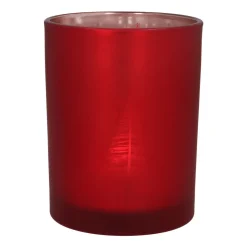 Waxinelichthouder Met Kerstbomen | Glas | 12,5cm | Rood
