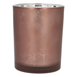 Waxinelichthouder Met Rendier | Glas | 12,5cm | Taupe