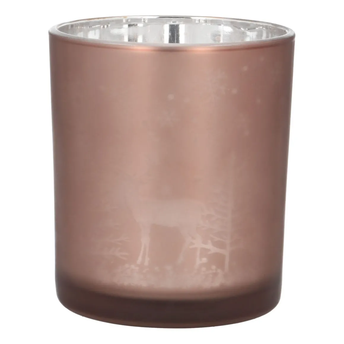Waxinelichthouder Rendier | Glas | 10cm | Taupe