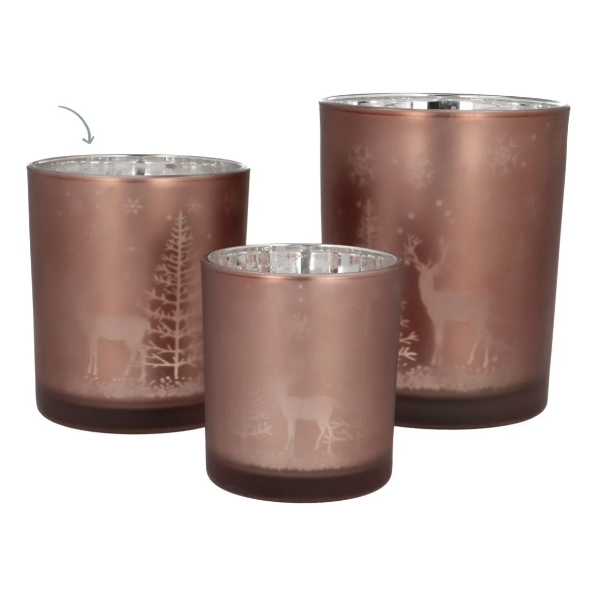 Waxinelichthouder Rendier | Glas | 10cm | Taupe