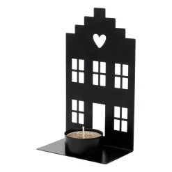 Waxinelichthouder Zwart Grachtenpandje