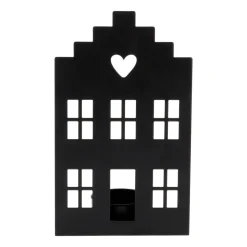 Waxinelichthouder Zwart Grachtenpandje