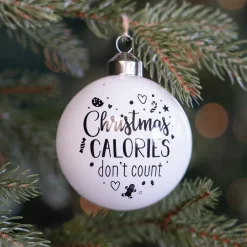 Witte Kerstbal 'Calories Don't Count'