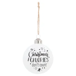Witte Kerstbal 'Calories Don't Count'