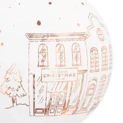 Witte Kerstbal Met Fijn Uitgesneden Huisjes