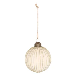 Witte Kerstbal Met Gouden Glitterstrepen