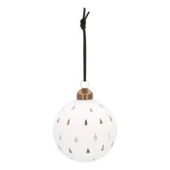 Witte Kerstbal Met Uitgesneden Kerstboompjes