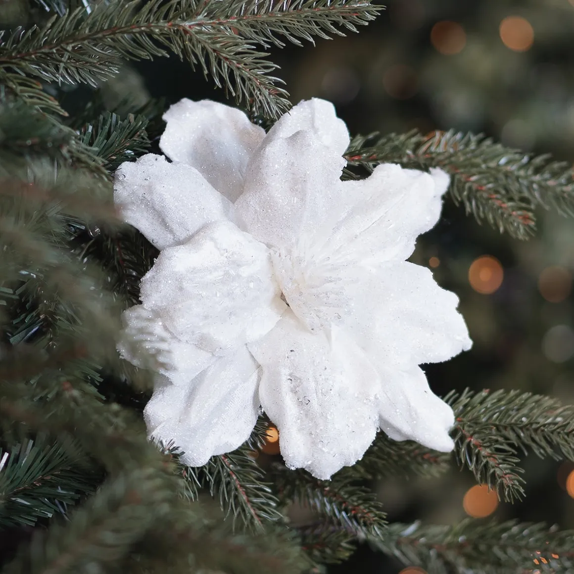 Witte Magnolia Met Glitters En Pailletten