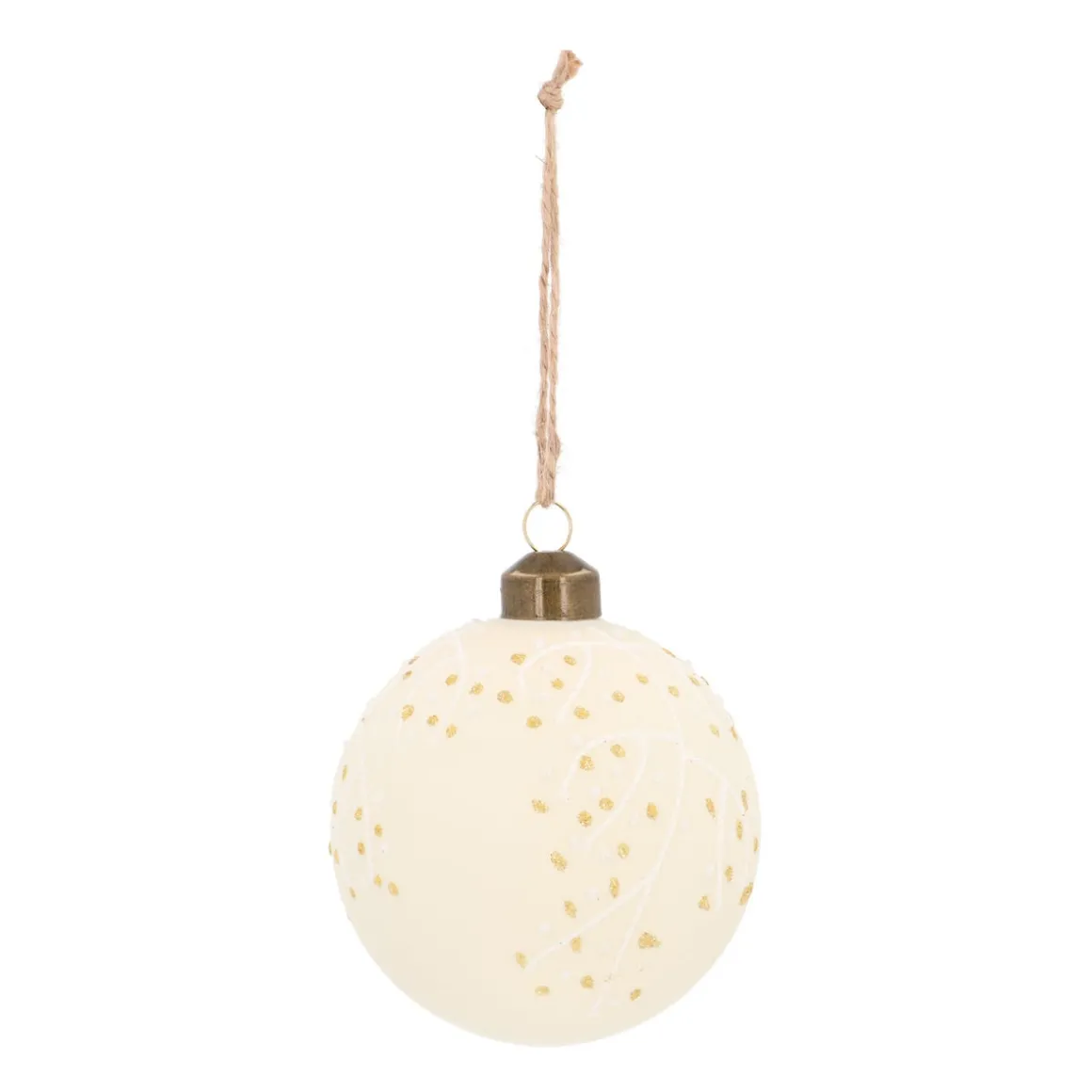 Wolwitte Kerstbal Met Pareltakjes