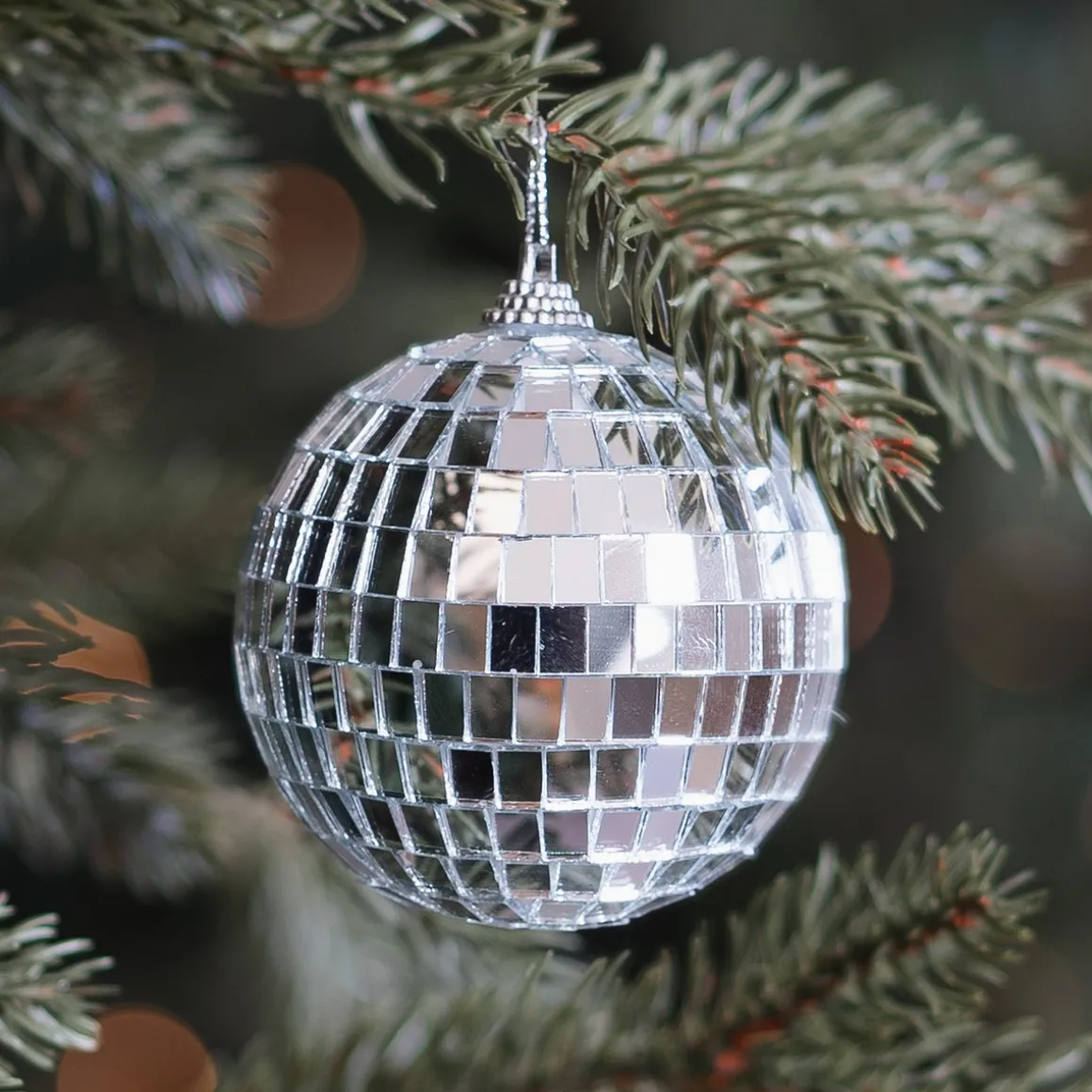Zilveren Disco Kerstbal Met Reflecterende Spiegeltjes