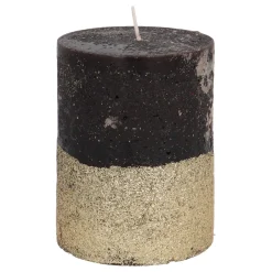 Zwarte Stompkaars Met Gouden Glitter | 10 Cm